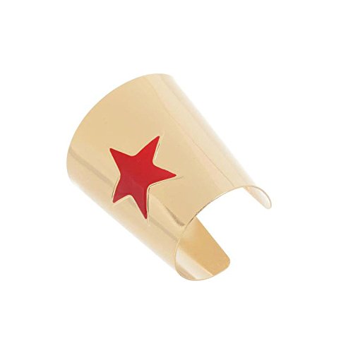 Wonder Woman bwi-fj0t9jdco DC Comics Star de la muñeca de Metal Pulseras, Oro/Rojo, un tamaño