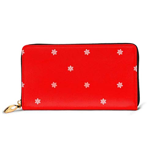 Preisvergleich Produktbild JHGFG Mode Handtasche Reißverschluss Brieftasche Winter Weihnachten Urlaub Hintergrund Schneeflocken am Telefon Kupplung Geldbörse Abendkupplung Blockieren Leder Brieftasche Multi Auto