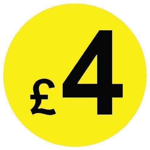 from 99p to £10 - Pack of 200 Black & Yellow 20mm Price Stickers/Sticky Labels - 40 Different Prices to Choose from (Black & Yellow £4)