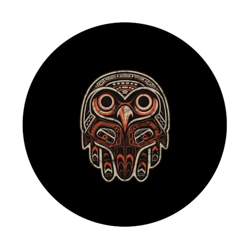 Eagle, falcon, Haida Indian style, animals, birds, vintage PopSockets Swappable PopGrip, Black - Image 3