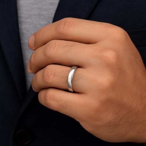 Image of 925 Sterling Silver Plain Band Ring for Men & Women | Pure Silver Unisex | Hallmarked Silver Ring for Daily Use | Gift for him her | Chandi Ring | Thumb Ring |Couple Rings