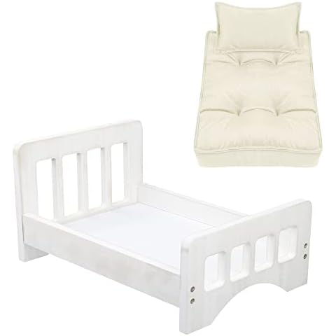 Newborn Photography Props Wooden Bed Baby Photoshoot Props Doll Bed+ Newborn Photography Props Mattress Pillow Photography Accessories Baby Photoshoot Props Bed Mattress Bed Mat Cover