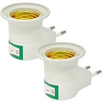 E27-Sockeladapter mit Schalter, EU-Stecker, 220-240 V, 6 A, Weiß, 2 Stück 51CH097