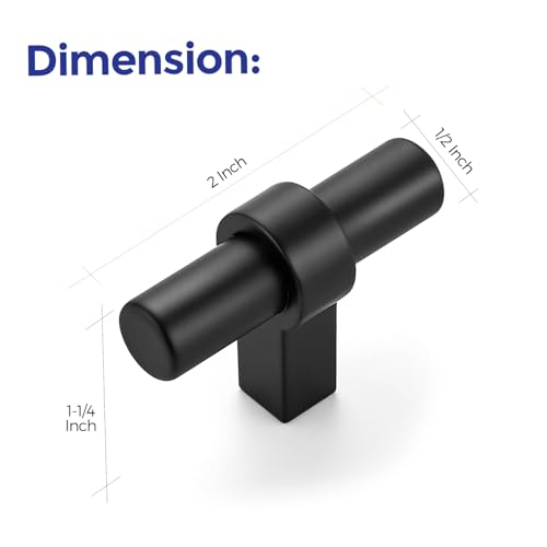 Image of Ravinte 5 Pack Single Hole Cabinet Pulls Matte Black Kitchen Cabinet Hardware Cupboard Handles with Square Base 2 inch Length