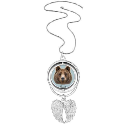 Collier pendentif ours marron géant et ailes d'ange, le cadeau symbolique idéal