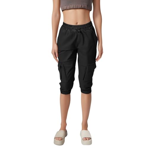Pantalon fluide femme ample en lin grande taille avec poches été