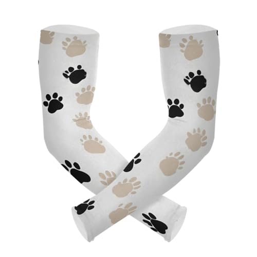 Hezely Outdoors Sun Protection Arm Sleeves Black Dog Paw -UV Cooling Sleeves for Gardening Harvesting Outdoors/Cycling Arm Warmers,for Men Women Youth