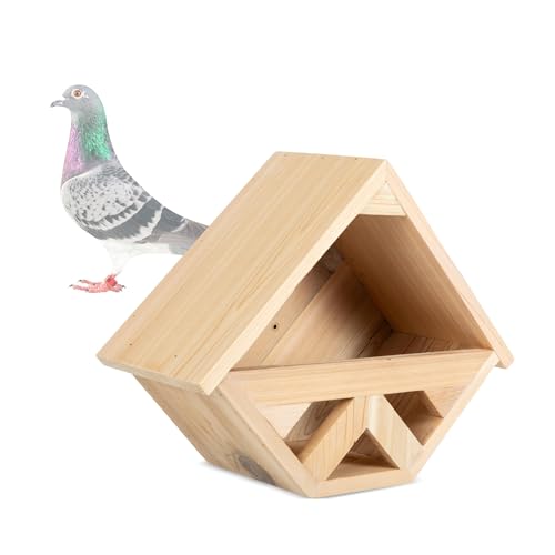 Punchau Cedar Mourning Dove Nesting Box - Dove Bird House for Outside Nesting, Outdoor Natural Rough Cut Cedar Bird House w/Natural Shingles (Style 3)