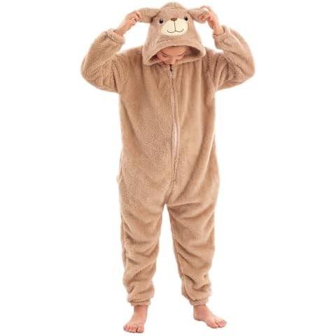 TYONMUJO Animal Onesie Costume for Kids Halloween Costumes for Girls Boys Cosplay Outfit Beige Bear 110 Cover