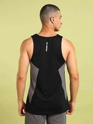 Image of TECHNOSPORT Men's Solid Slim Fit Scoop Neck Sports Innerwear Vest with TECHNOCOOL+ Quick Dry Anti Odour Anti Microbial 2 Way Stretch Soft & Smooth Activewear