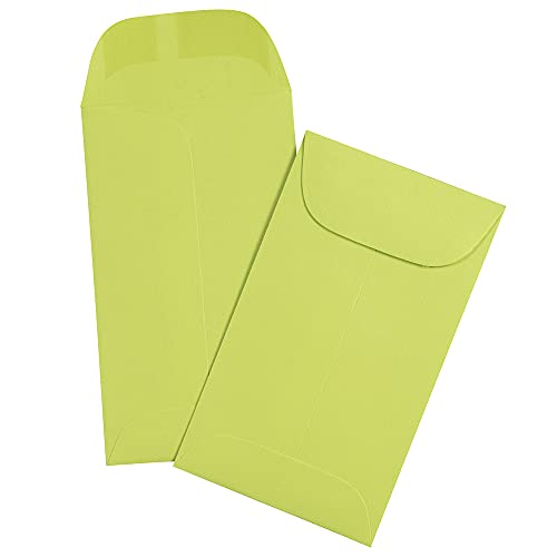 Jam Paper #3 Coin Business Colored Envelopes - 2 1/2 X 4 1/4 - Ultra Lime Green - 25/Pack #TOP4