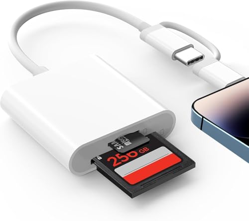 Lector de Tarjetas SD para iPhone/iPad, USB C a Micro SD TF, Lector de Tarjetas de Memoria USB C a SD/TF, Lector de Tarjetas de Memoria para iPhone 17/16/15/Pro MAX/Pro/Plus/Pad Pro/MacBook
