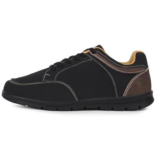 Image of Liberty Leap7x FRINKS-1E Casual Lacing Sneakers for Men - Black & Camel | Suitable for Travel, College, Office | Comfortable Lace-Up Casual Shoes | Lightweight Stylish Fashion Footwear for Gents