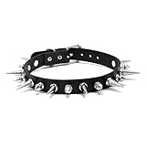 Stylish Black Studded Choker Vintage Gothic Punk Rock Metal Spike Collar Choker,Adjustable Leather Necklace for Women Men Halloween Fancy Dress Cool Biker Costume Accessory Flirting Jewelry