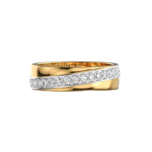 Bague demi-éternité argent 925 plaqué or avec moissanite et diamant pour alliance femme de luxe