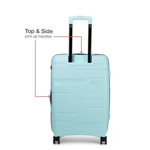 Image of Nasher Miles Cannes Hard-Sided Polypropylene Check-in Luggage 24 inch | 65cm | 8 Wheels Medium Trolley Bag for Travel | Suitcase (Pastel Green Blue)