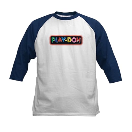 CafePress Play Doh Stitched Logo Baseball Jersey Kids Cotton Baseball Jersey, 3/4 Raglan Sleeve Shirt Navy/White