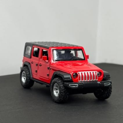Image of SHAKTISM Die-Cast Metal Car Toy -1:36 Scale, Opening Doors, Pull Back Function, Collectible Toy, Racing Car for Kids Birthday Gift for Boys Girls (Red Wrangler Diecast)