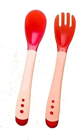 Ganpati Enterprises Silicone Tip Heat Sensitive Silicone Spoons | Temperature Sensing Spoons (Spoon Fork Red)-image-17