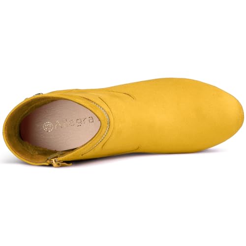 Allegra K Women's Round Toe Ankle Mid Heel Boots4