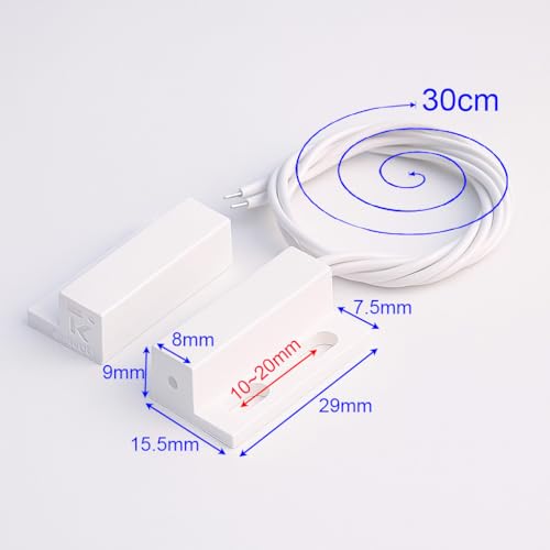 Image of Gebildet 5pcs Recessed Wired Security Window Gate Contact Sensor Alarm, Magnetic Door Sensor, Magnetic Reed Switch White, Magnet Near - Connect Circuit, Magnet Away - Break Circuit