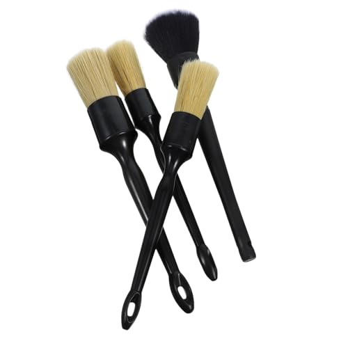 VALICLUD Cepillos de Detalle para Coche Cerdas Naturales de Pelo de Jabalí Súper Suaves Cepillos de Limpieza para Interior Tablero Consola Portátil