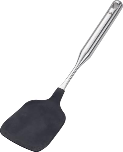 Fissler Espátula para wok de silicona con mango de acero inoxidable (34,5 cm), apta para lavavajillas