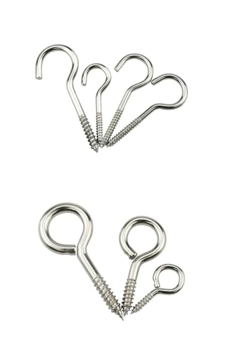KSeSii 10-30 Uds. Tornillo de gancho autorroscante ganchos de ojo grandes y resistentes tornillos de ojo de oveja de madera perno de enganche grande(B,NO.6 20pcs)