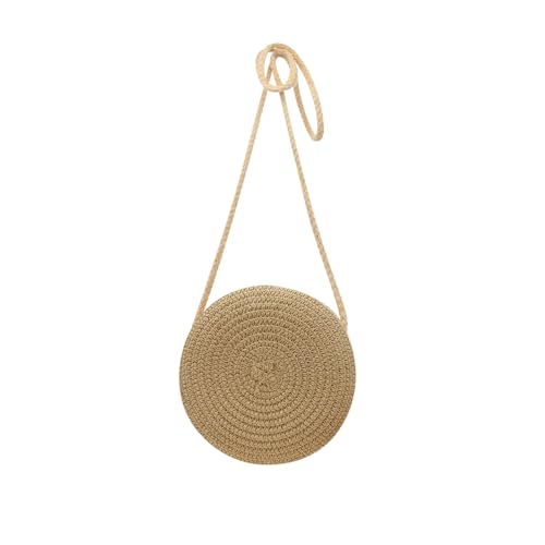 Image of Women Straw Crossbody Bag, Fashion Woven Shoulder Bags with Zipper Closure, Summer Beach Bag for Travel Daily Use (Khaki)