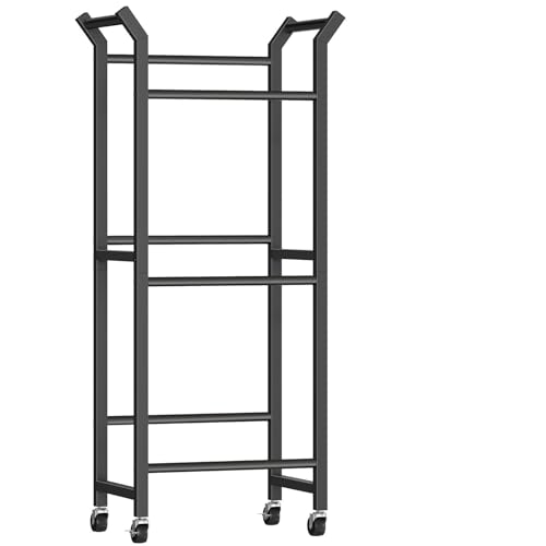 HOOBRO Getränkekistenregal für 3 Kisten, Getränkeregal mit 4 Rollen (2 Feststellbar), Kistenregal, 75 kg Belastbar pro Ablage, Metallrahmen, für Küche, Esszimmer, Wohnzimmer, Schwarz EBK206CJ01