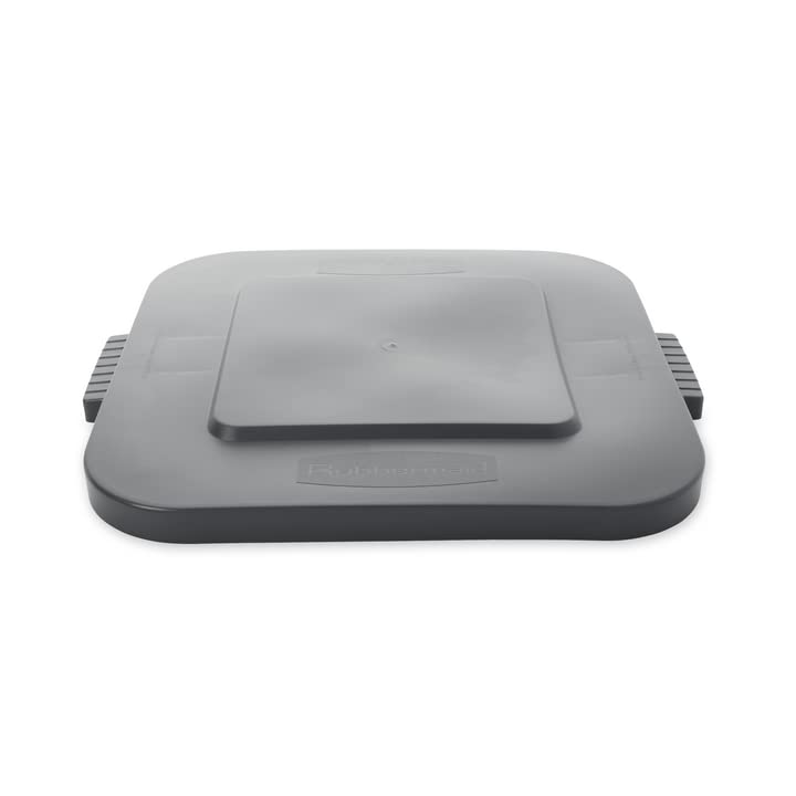 Image of Rubbermaid Commercial Products FG352700GRAY Square Brute Tote Storage Lid, 2 inch Height, 24.250 inch Width, 22.125 inch Length, Gray (Pack of 6)