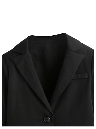 OYOANGLE Girl's Blazer Jacket Bow Lapel Long Sleeve Button Front Dressy Cropped Suit Coat3