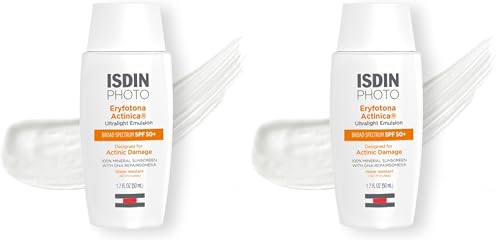 Image of ISDIN Eryfotona Actinica SPF 50+ | Mineral Sunscreen for Face with Zinc Oxide | 100% Mineral UV Filters | No White Cast, Suitable for Sensitive Skin, Dermatologist Recommended