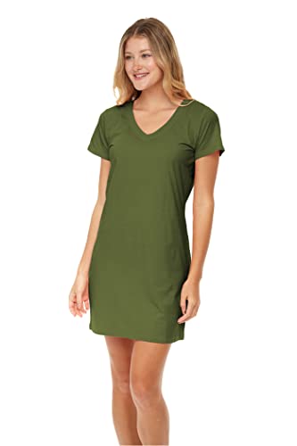 Image of Sexy Basics Women's Soft & Flowy V-Neck Long Shirt | 24 /7 Nightwear-Sleepwear T Shirt | Multi-Packs & Colors