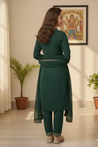 Image of Girls Stylish Rayon Lace Work Kurti with Dupatta and Pant