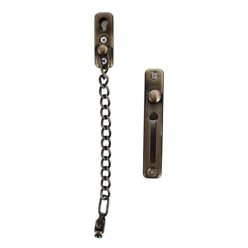 DECHOUS 免打孔ステンレス製ドアチェーンロック 押しボタン式セキュリティガード 室内扉用防犯ロック の手が届かない高さ設置可能 簡単取