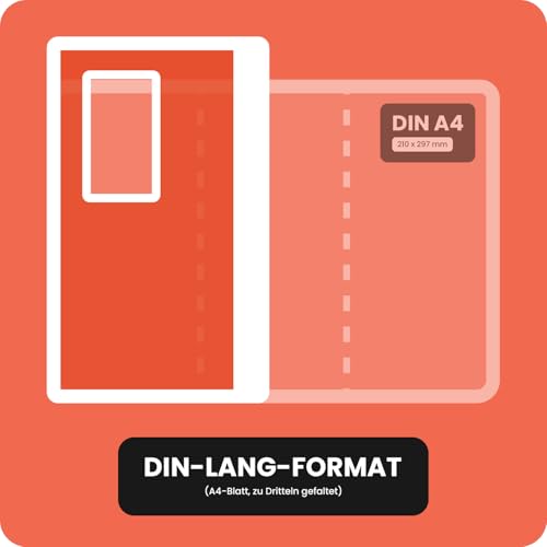 Netuno 250 Lieferscheintaschen selbstklebend rot bedruckt DIN lang 13,1 x 23,9 cm Begleitpapiertasche Dokumententasche Rechnungstasche DL Packlistenumschläge für Lieferscheine Garantiekarten