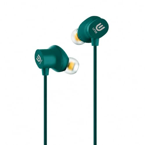 Image of Unix JAMZ Type-C Earphones with 10mm Dynamic Driver, Super Bass Boosted Sound, in-Ear Headphones with Mic, 1.2m Cable, Noise Isolation Earbuds for Android Phones, Tablets & Type-C Devices - Green
