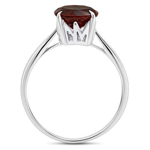 Round Cut Garnet Solitaire Ring for Women in 925 Sterling Silver 8 mm January Birthstone 4-Prong Setting Anniversary Ring Size 7 by Nicole Miller Fine Jewelry3