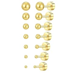 7 Pairs Gold Plated Ball Stud Earrings Set