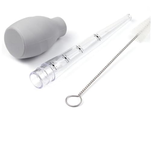 TOYANDONA Silicone Turkey Baster Oil Dropper with Graduated Tube and Brush Kitchen BBQ Seasoning Pump for Juicy Roasting Light Portable Oil Drip Tube for Home and Restaurant Random Color