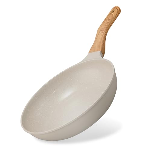 Iris Ohyama NTL-F26MO Frying Pan 10.2 Inches (26 cm) Lightweight Non-Stick Fluorine Coating Inside Elegant Marble Pattern SNS Shining Gray Mocha