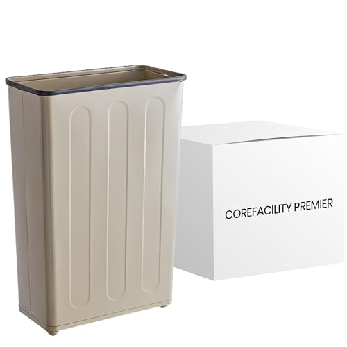 Image of - Fire-Safe Steel Wastebaskets - Rectangular Beige - Institutional Use - Case of 3