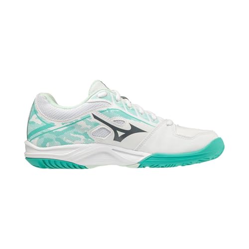 Mizuno Breakshot 3 CC (W), Scarpe da Tennis Donna, White Irongate Turquoise, 38 EU