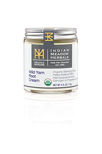 Indian Meadow Herbals Wild Yam Root Cream (4oz) - Organic Balancing Cream for PMS & Menopause Relief - Estrogen & Progesterone-Free. USDA Certified Organic. Made in USA. Since 1994.