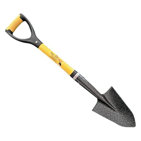 Spear Head Spade D-Handle Gardening Shovel with Cushioned Grip, Fiberglass Handle with Carbon Manganese Steel Blade, 30" Mini Handle, Yellow, for Raised Garden Beds and Container Gardens Cover
