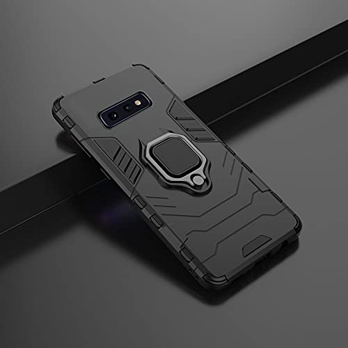 Image of Pikkme D5 Tough Armor Bumper Back Cover Case for Samsung Galaxy S10E |Ring Holder & Kickstand in-Built (Black)