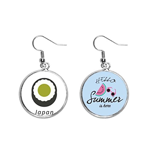 Pendientes de sushi maki tradicional negro y sandía de verano hechos a mano