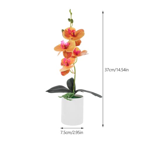 Orquídeas artificiales realistas con maceta naranja pack de 2 plantas 3