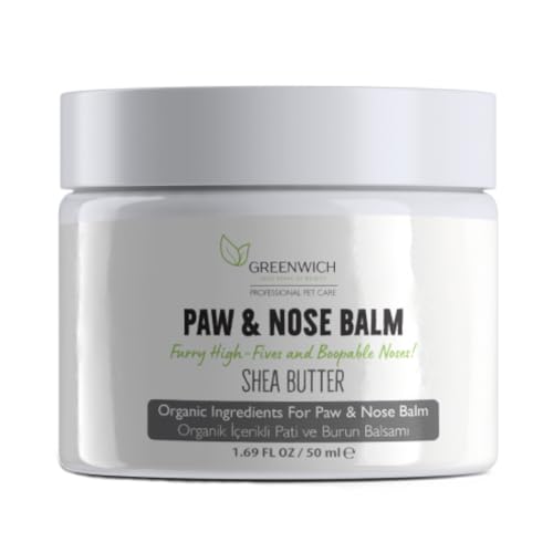 Greenwich Veganer Bio-Pfoten- und Nasenbalsam für Katzen und Hunde, Feuchtigkeits- und Rissreparaturcreme, natürlicher Schutz für trockene Pfoten und Nasen, Furry High-Fives, 50 ml